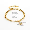 Gold plated stainless steel bracelet with round zircon pendant - Round (2420) / Gold