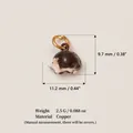 Süßer Igel-Tieranhänger aus Kupfer mit brauner Emaille-Oberfläche, 11,2 mm breit - Igel Anhänger