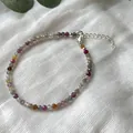Detailed shot of multi-color faceted natural stone beaded bracelet with silver clasp. - Bracelet / 17+3cm / Colorful