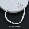 Minimalistischer unregelmäßiger silberfarbener Armreif, schlichte Ausführung - Wellen-Offenes Armband (SL0233-Ohne Inschrift) / Silber