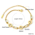 Gold plated stainless steel geometric bracelet with sparkling zircon stones and Roman numerals - Gold Geometric Roman Numeral Rhinestone (BR26110AG)