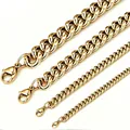 Set mit vier goldenen Panzerketten in verschiedenen Stärken, polierter Edelstahl. - 6mm Breite - Hummerschließe / 50 cm Länge / Gold