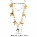 Specifiche dettagliate della collana con funghi in smalto colorato e catena d'oro - Stile Fungo Smaltato a Cinque Colori (N13437)