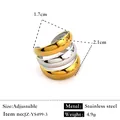 Bague ajustable bicolore en acier inoxydable or et argent au design minimaliste audacieux - Réglable / Style arc à trois couches (JZ-YS499-3) / Bicolore (Or et Argent)