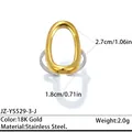 Bague ovale bicolore en acier inoxydable avec finition or 18 carats et dimensions - Réglable / Style Ajouré Ovale Irrégulier (JZ-YS529-3-J) / Bicolore (Or et Argent)