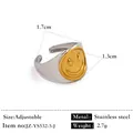 Bague smiley ajustable en acier inoxydable avec finition bicolore or et argent. - Réglable / Style de visage souriant jaune (JZ-YS532-5-J) / Bicolore (Or et Argent)