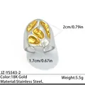 Bague bicolore or 18 carats et argent en acier inoxydable avec spécifications produit - Réglable / Style large de décoration de lave (JZ-YS543-2) / Bicolore (Or et Argent)