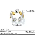 Bague ouverte en acier inoxydable bicolore or 18 carats avec texture galet unique - Réglable / Style de galet martelé (JZ-YS543-3) / Bicolore (Or et Argent)