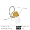 Bague réglable en acier inoxydable bicolore avec design argenté et doré élégant - Réglable / Style entrelacé irrégulier (JZ-YS562-J) / Bicolore (Or et Argent)