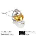 Bague ajustable en acier inoxydable bicolore plaqué or 18 carats forme abstraite - Réglable / Style de forme géométrique organique (JZ-YS576-J) / Bicolore (Or et Argent)