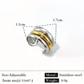 Bague tricolore en acier inoxydable plaqué or 18 carats avec anneau ajustable. - Réglable / Style entrelacé tricolore (JZ-YS487-J) / Bicolore (Or et Argent)