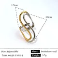 Bague ajustable en acier inoxydable en forme de S avec une finition chic or et argent - Réglable / Style de chevauchement simplifié en forme de S (JZ-YS500-J) / Bicolore (Or et Argent)