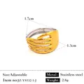 Bague réglable en acier inoxydable avec design de main bicolore or et argent femme - Réglable / Style de contraste enveloppant à la main (JZ-YS532-1-J) / Bicolore (Or et Argent)