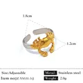 Bague crabe ajustable de haute qualité en acier inoxydable bicolore or et argent brillant. - Réglable / Style en forme de crabe bicolore (JZ-YS531-3-J) / Bicolore (Or et Argent)