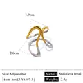 Bague réglable minimaliste bicolore en acier inoxydable or et argent pour femme élégante - Réglable / Style de contraste de vague abstraite (JZ-YS507-3-J) / Bicolore (Or et Argent)