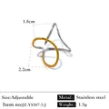 Bague géométrique minimaliste ajustable en acier inoxydable bicolore en finition or et argent - Réglable / Style de contraste à arc croisé (JZ-YS507-5-J) / Bicolore (Or et Argent)