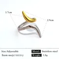 Bague ajustable en acier inoxydable bicolore au design spirale or et argent - Réglable / Style croisé en métal simplifié (JZ-YS535-J) / Bicolore (Or et Argent)