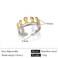 Bague couronne ajustable en acier inoxydable bicolore avec belle finition or et argent - Réglable / Style de contraste à couronne dentelée (JZ-YS566-J) / Bicolore (Or et Argent)