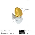 Bague ajustable en acier inoxydable bicolore or 18 carats et argent pour femme - Réglable / Style de contraste œuf/galet (JZ-YS577-J) / Bicolore (Or et Argent)