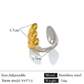 Bague réglable en acier inoxydable bicolore or et argent, plaquée or 18 carats. - Réglable / Style de contraste à chevauchement multicouche (JZ-YS513-3) / Bicolore (Or et Argent)