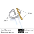 Bague réglable en acier inoxydable bicolore avec un design liquide fondu de 1,8g - Réglable / Style artistique à flux liquide (JZ-YS590-J) / Bicolore (Or et Argent)