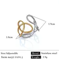 Bague nœud bicolore en acier inoxydable, réglable, poids 1,9 g, géométrie unique. - Réglable / Style de contraste à nœud géométrique (JZ-YS591-J) / Bicolore (Or et Argent)