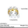 Bague élégante en acier inoxydable bicolore avec motifs d'étoiles plaqué or 18 carats - Réglable / Style entrelacé à étoile à cinq branches (JZ-YS327-J) / Bicolore (Or et Argent)
