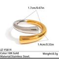 Bague torsadée bicolore en acier inoxydable plaqué or 18 carats et ses dimensions - Réglable / Style de contraste simplifié enveloppant (JZ-YS814) / Bicolore (Or et Argent)