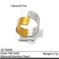 Bague bicolore en acier inoxydable or et argent, design martelé, diamètre 1,8 cm info - Réglable / Style irrégulier martelé/plissé (JZ-YS838) / Bicolore (Or et Argent)