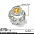 Bague bicolore en acier inoxydable avec motif cœur en or 18 carats - Réglable / Style de contraste à cœur radial (JZ-YS856-J) / Bicolore (Or et Argent)