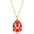Collar colgante de huevo en esmalte rojo hecho de plata bañada en oro de 9K con circonitas - Colgante de Esmalte Rojo Solo (Sin Cadena) / Plata 925 / Rojo