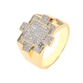 Anello hip hop placcato oro con incastonatura micro pavé di zirconi cubici quadrati - US 7 / Oro