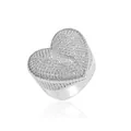 Bague cœur hip-hop en argent avec oxydes de zirconium pavés pour un look étincelant - Argent
