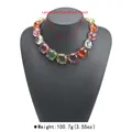 Detailed view of a colorful bohemian jelly bead necklace with length and weight info. - Multicolor Round Necklace (N13843)