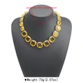 Detailed view of bohemian chunky yellow geometric crystal necklace on mannequin - Yellow Necklace (N13844)