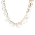 Fashion necklace featuring clear geometric oval resin cabochons in a gold setting - White Round Necklace (N13921)