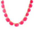Vibrant pink jelly cabochon choker necklace with elegant golden metallic links - Bright Rose Red Round Necklace (N13922)