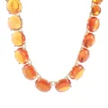 Bohemian necklace with large translucent orange jelly stones and gold-toned links. - Orange Round Necklace (N13923)