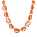 Bohemian style orange geometric jelly stone necklace with gold-toned chain for women - Orange Octagonal Necklace (N13925)