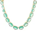 Elegant bohemian style mint green geometric faceted stone necklace with gold-plated setting - Lake Blue Octagonal Necklace (N13927)