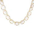 Fashionable bohemian style gold-tone necklace with large octagonal clear crystal accents - White Octagonal Necklace (N13928)