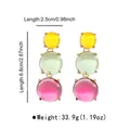 Bohemian multi-color jelly geometric earrings in yellow, green, and pink with dimensions - Multicolor Round Earrings (E15157)