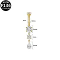Gold F136 titanium belly ring featuring clear zircon teardrop and round stone dangles. - Round and Teardrop Combo (G23BRI650-G160804175) / Short / Gold