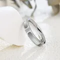 Detailed close-up view of a minimalist silver ring featuring three diamonds and white shell inlay. - US 5 / Silver