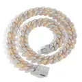 Luxury 15mm tri-color iced out Cuban link necklace with brilliant pavé cubic zirconia - 20 inch / 15mm Width / Three Colors