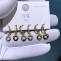 Set mit 3 Paaren Creolen mit Zirkonia und S925 Silbersteckern für Damen - Mikro Eingelegter Runder Stil (2840)