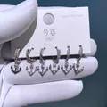 3er-Set Zirkonia-Mikro-Pave-Anker-Ohrringe mit silberfarbenem Finish - Ankerform Stil (2833)