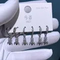Dreier-Set silberne Raketen-Ohrhänger mit funkelndem Mikro-Pavé-Zirkonia-Besatz - Raketenform Stil (2832)