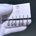 Elegantes Set aus sechs funkelnden Ananas-Ohrringen mit Zirkonia-Pavé und Silbersteckern. - Ananasform Stil (2826)
