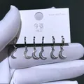 Set mit 3 Paaren funkelnden CZ Mondsichel Ohrringen mit 925 Silberstift für Damen - Sichelform Stil (2819)